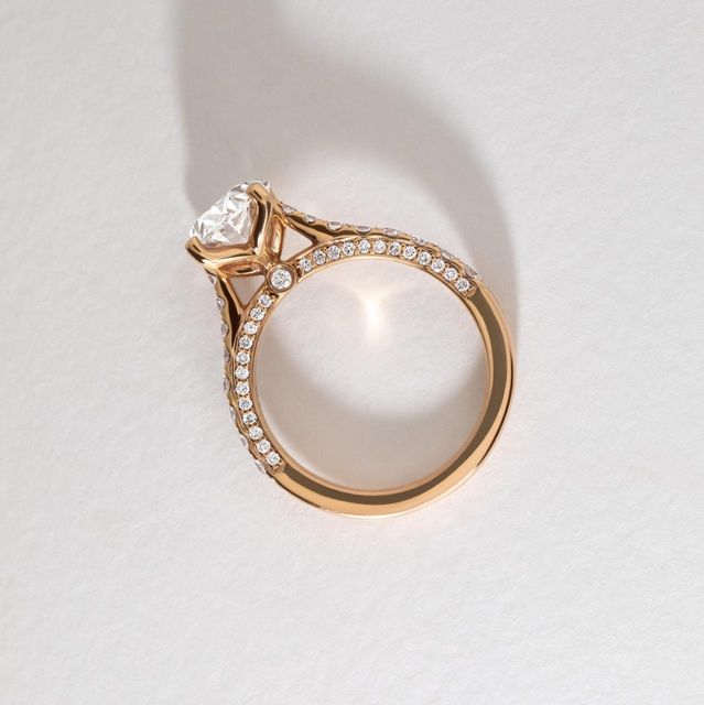 2.20 Carat Lab Grown Oval Diamond Band Engagement Ring in Rose Gold - Gwenevere