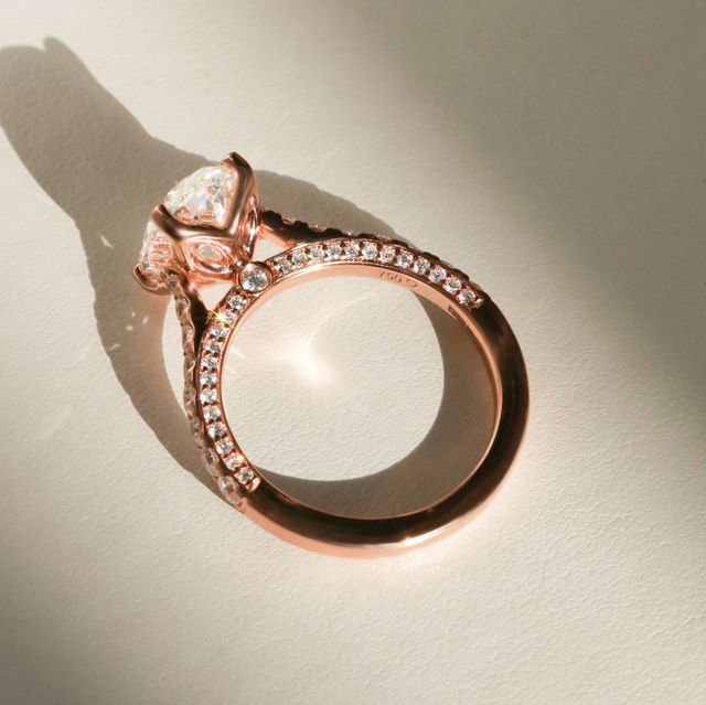 2.20 Carat Lab Grown Oval Diamond Band Engagement Ring in Rose Gold - Gwenevere