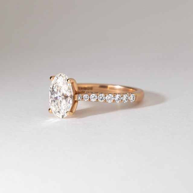 2.20 Carat Lab Grown Oval Diamond Band Engagement Ring in Rose Gold - Gwenevere