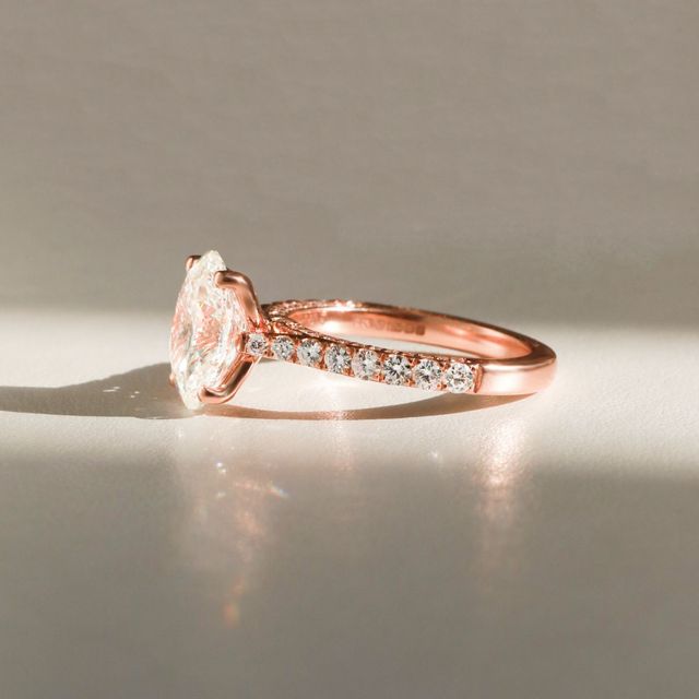 2.20 Carat Lab Grown Oval Diamond Band Engagement Ring in Rose Gold - Gwenevere