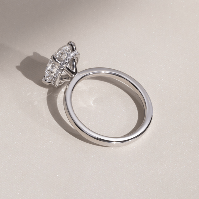3.50 Carat Lab Grown Oval Diamond Hidden Halo Engagement Ring in Platinum - Samara