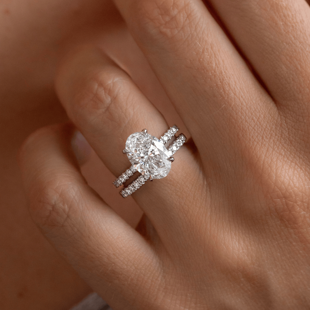 3.60 Carat Lab Grown Oval Diamond Hidden Halo Engagement Ring in Platinum - Samara