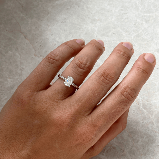 1 Carat Lab Grown Oval Diamond Hidden Halo Engagement Ring in Platinum - Midas