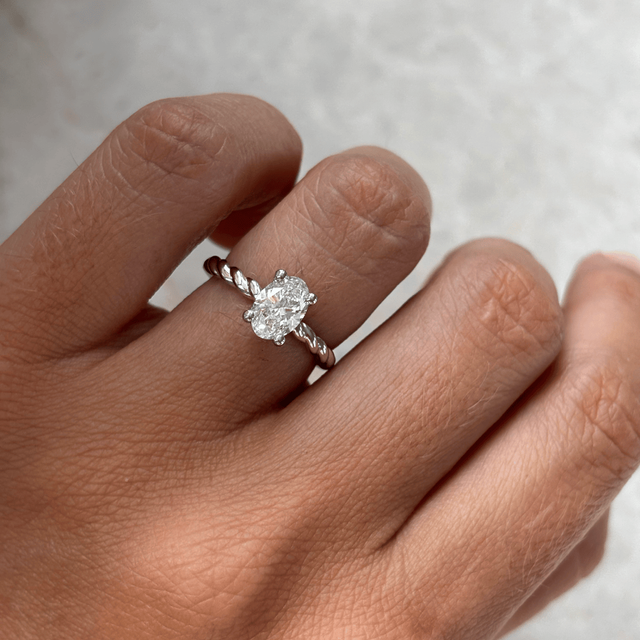 1 Carat Lab Grown Oval Diamond Hidden Halo Engagement Ring in Platinum - Midas