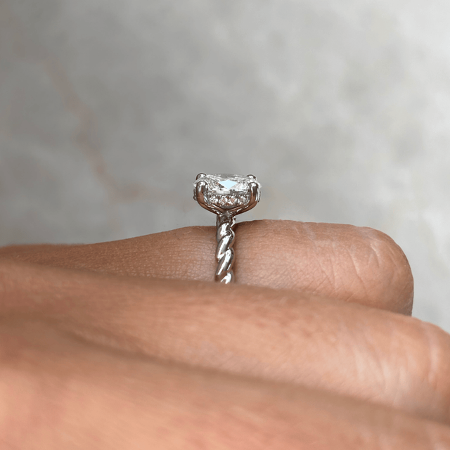 1 Carat Lab Grown Oval Diamond Hidden Halo Engagement Ring in Platinum - Midas