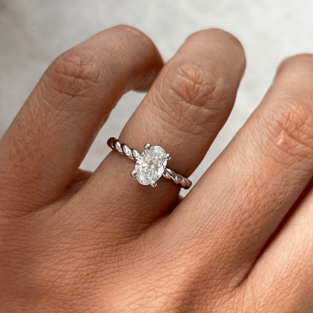 1 Carat Lab Grown Oval Diamond Hidden Halo Engagement Ring in Platinum - Midas