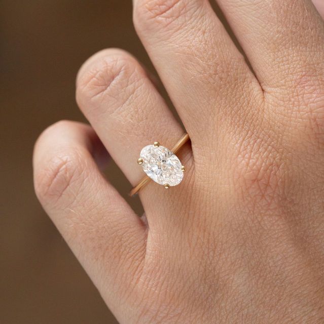 2.50 Carat Lab Grown Oval Diamond Solitaire Engagement Ring in Yellow Gold - Aerin