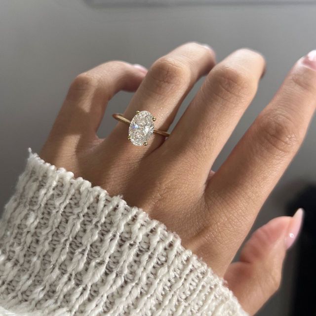 2.50 Carat Lab Grown Oval Diamond Solitaire Engagement Ring in Yellow Gold - Aerin