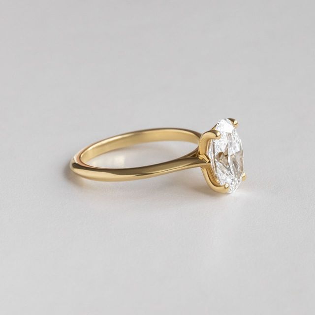 2.50 Carat Lab Grown Oval Diamond Solitaire Engagement Ring in Yellow Gold - Aerin