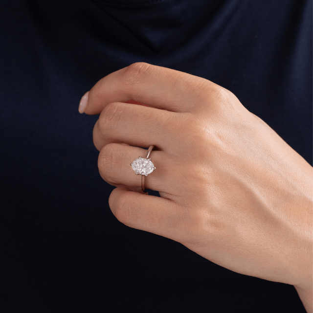 2 Carat Lab Grown Oval Diamond Solitaire Engagement Ring in Platinum - Elswin