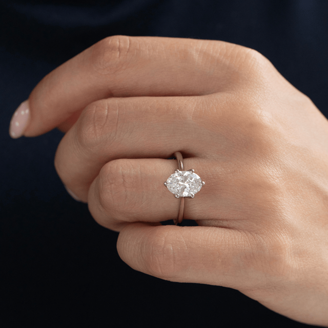 2 Carat Lab Grown Oval Diamond Solitaire Engagement Ring in Platinum - Elswin