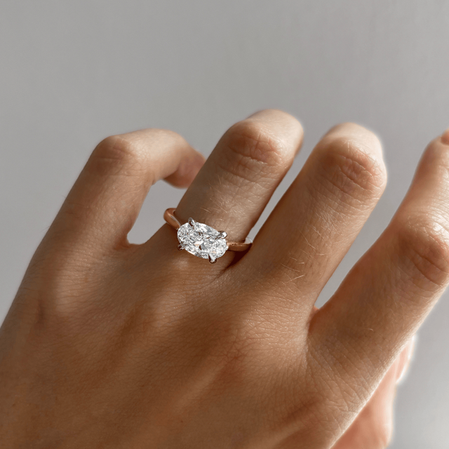 1.60 Carat Lab Grown Oval Diamond Solitaire Engagement Ring in Two-Tone - Faith