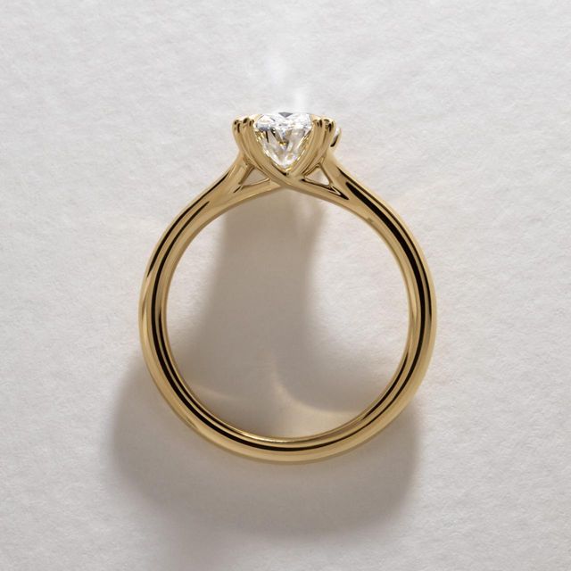 2 Carat Lab Grown Oval Diamond Double Prong Solitaire Engagement Ring in Yellow Gold - Fiara