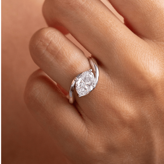 2 Carat Lab Grown Oval Diamond Solitaire Engagement Ring in Platinum - Naia