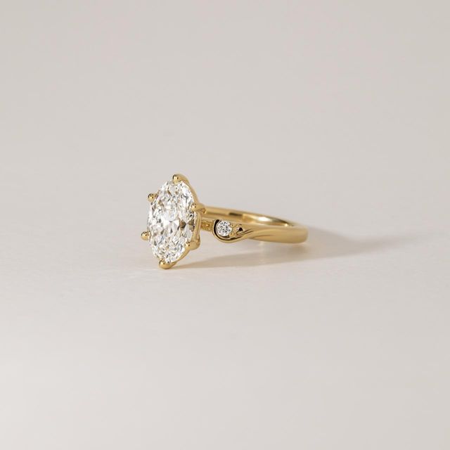 2 Carat Lab Grown Oval Diamond Trilogy Engagement Ring in Yellow Gold - Alani