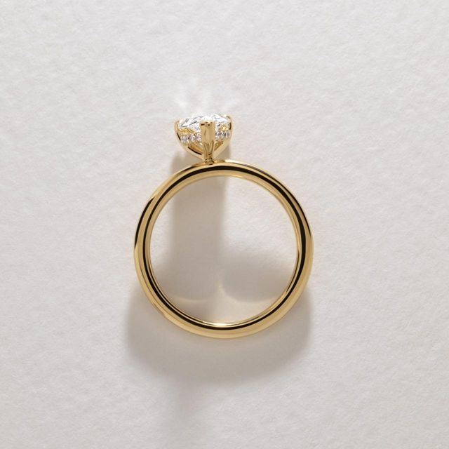 1.20 Carat Lab Grown Pear Diamond Hidden Halo Engagement Ring in Yellow Gold - Kate