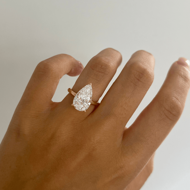 3.60 Carat Lab Grown Pear Diamond Solitaire Engagement Ring in Yellow Gold - Chelsea