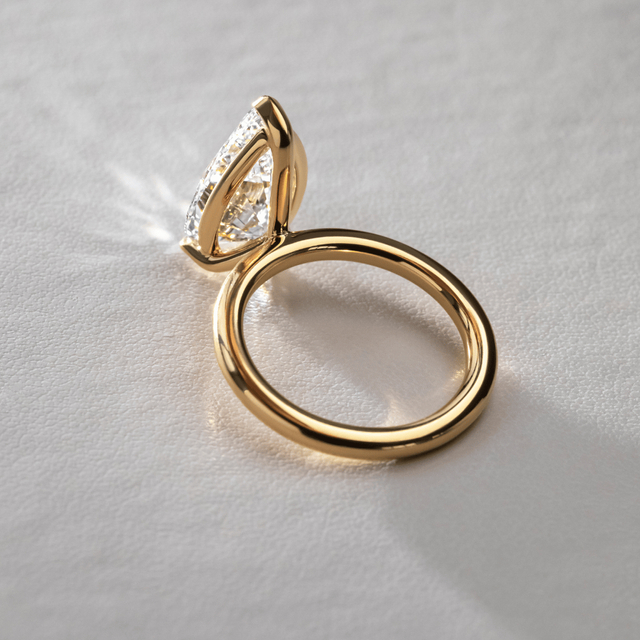 3.60 Carat Lab Grown Pear Diamond Solitaire Engagement Ring in Yellow Gold - Chelsea