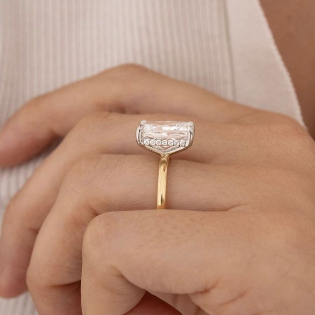 5.50 Carat Lab Grown Radiant Diamond Hidden Halo Engagement Ring in Two Tone - Kate