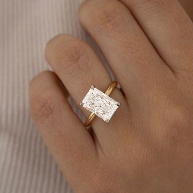 5.50 Carat Lab Grown Radiant Diamond Hidden Halo Engagement Ring in Two Tone - Kate