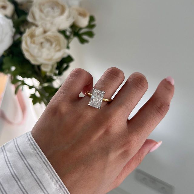 5.50 Carat Lab Grown Radiant Diamond Hidden Halo Engagement Ring in Two Tone - Kate