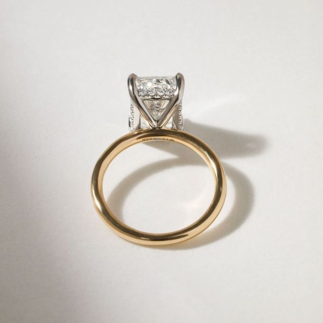 5.50 Carat Lab Grown Radiant Diamond Hidden Halo Engagement Ring in Two Tone - Kate