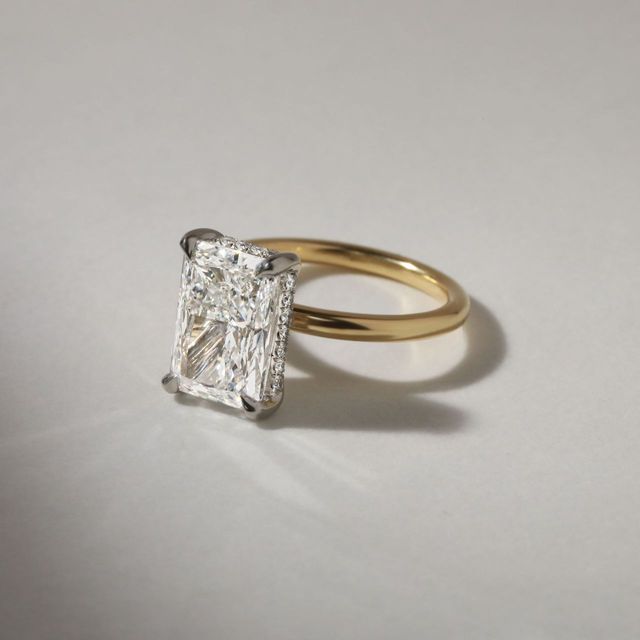 5.50 Carat Lab Grown Radiant Diamond Hidden Halo Engagement Ring in Two Tone - Kate