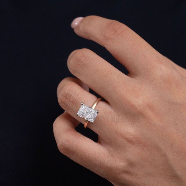 3 Carat Lab Grown Radiant Diamond Hidden Halo Engagement Ring in Two Tone - Samara