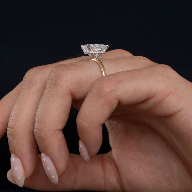 3 Carat Lab Grown Radiant Diamond Hidden Halo Engagement Ring in Two Tone - Samara