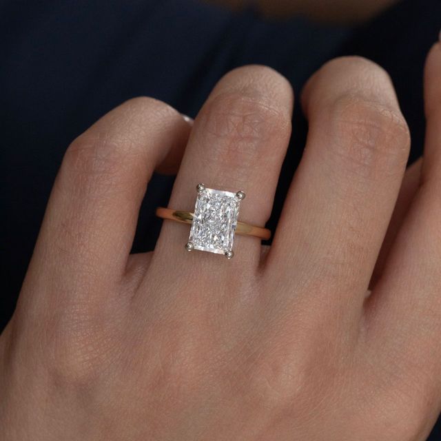 3 Carat Lab Grown Radiant Diamond Hidden Halo Engagement Ring in Two Tone - Samara