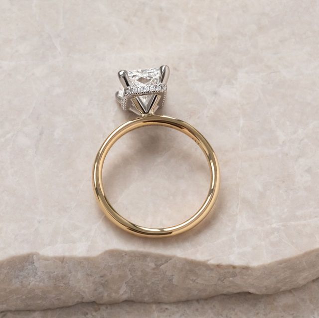 3 Carat Lab Grown Radiant Diamond Hidden Halo Engagement Ring in Two Tone - Samara