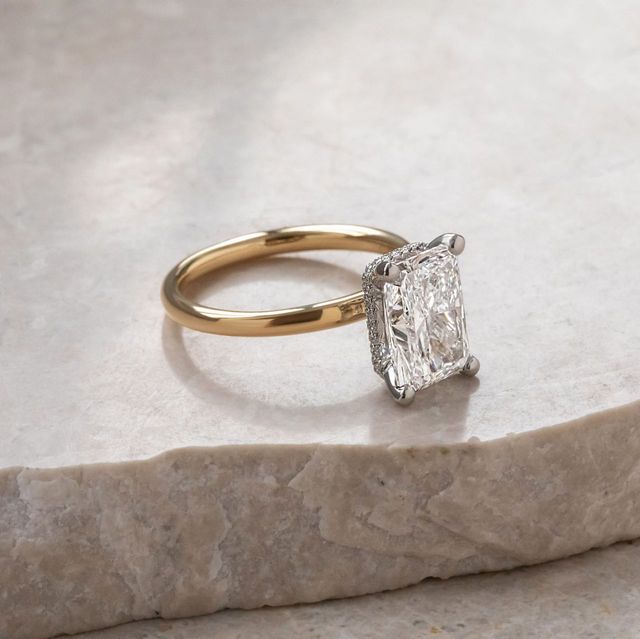 3 Carat Lab Grown Radiant Diamond Hidden Halo Engagement Ring in Two Tone - Samara