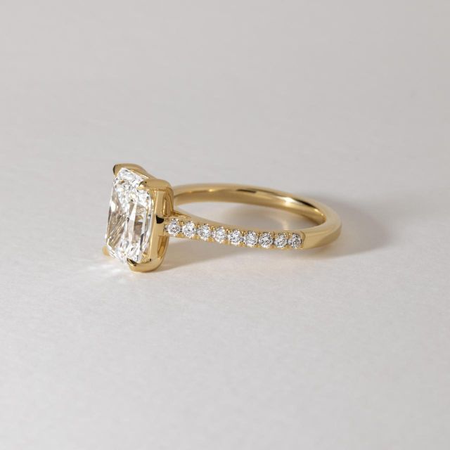 2.69 Carat Lab Grown Radiant Diamond Pavé Engagement Ring in Yellow Gold - Avery