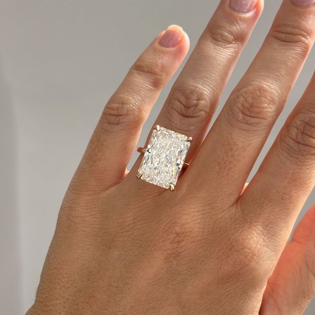 16.50 Carat Lab Grown Radiant Cut Diamond Solitaire Engagement Ring in Rose Gold - Chelsea