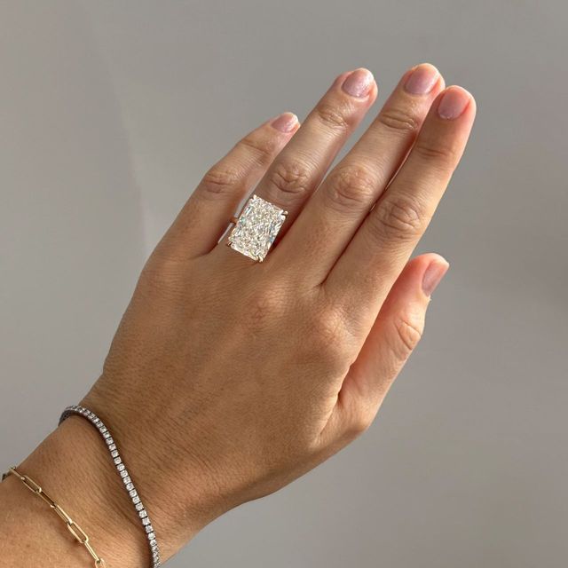 16.50 Carat Lab Grown Radiant Cut Diamond Solitaire Engagement Ring in Rose Gold - Chelsea