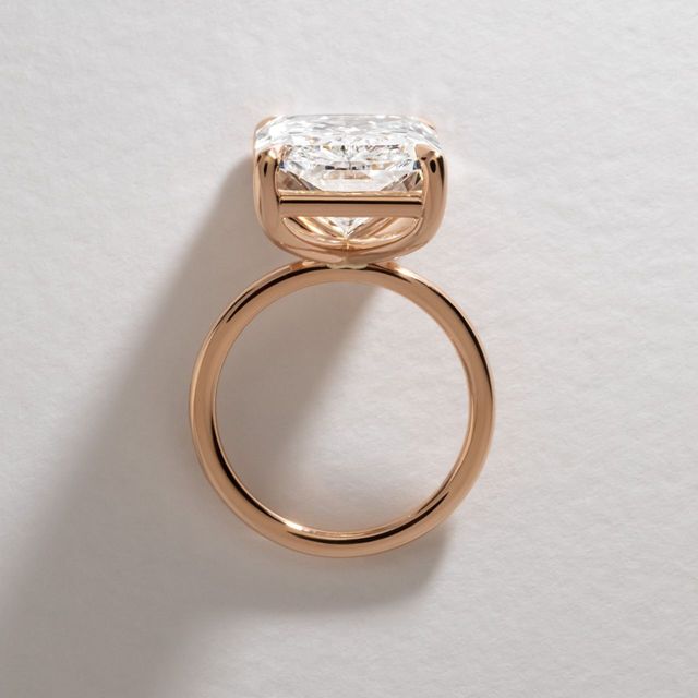 16.50 Carat Lab Grown Radiant Cut Diamond Solitaire Engagement Ring in Rose Gold - Chelsea