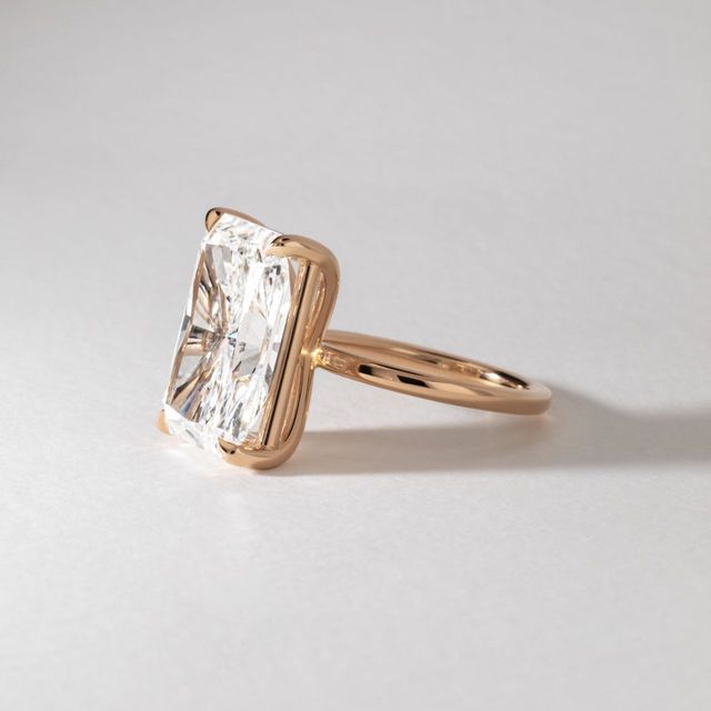 16.50 Carat Lab Grown Radiant Cut Diamond Solitaire Engagement Ring in Rose Gold - Chelsea