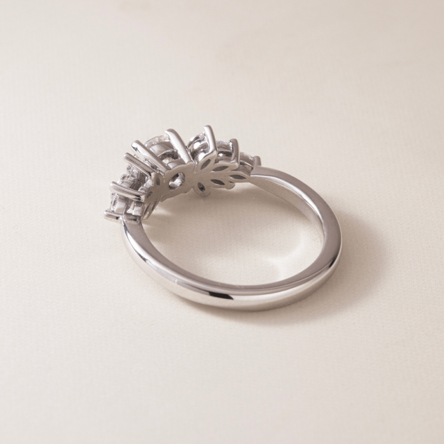 0.50 Carat Lab Grown Round Diamond Cluster Engagement Ring in Platinum - Anastasia