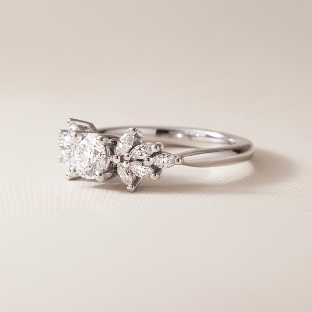 0.50 Carat Lab Grown Round Diamond Cluster Engagement Ring in Platinum - Anastasia
