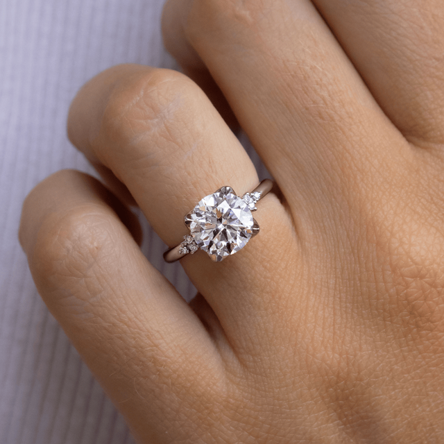2.70 Carat Lab Grown Round Diamond Cluster Engagement Ring in Platinum - Everest
