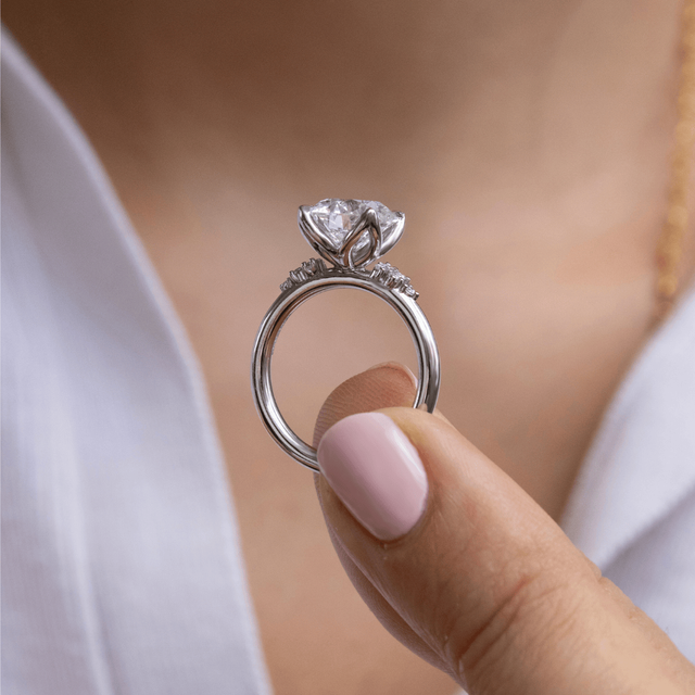 2.70 Carat Lab Grown Round Diamond Cluster Engagement Ring in Platinum - Everest