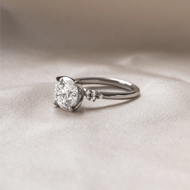 2.70 Carat Lab Grown Round Diamond Cluster Engagement Ring in Platinum - Everest