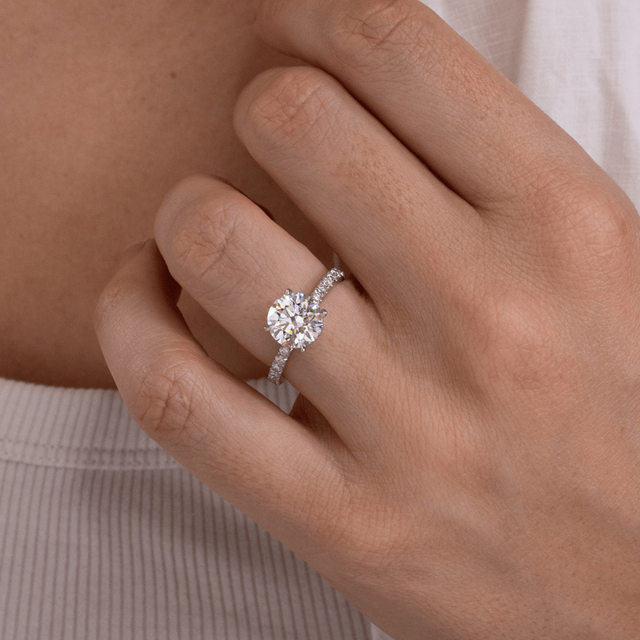2 Carat Lab Grown Round Diamond Hidden Halo Engagement Ring in Platinum - Samara