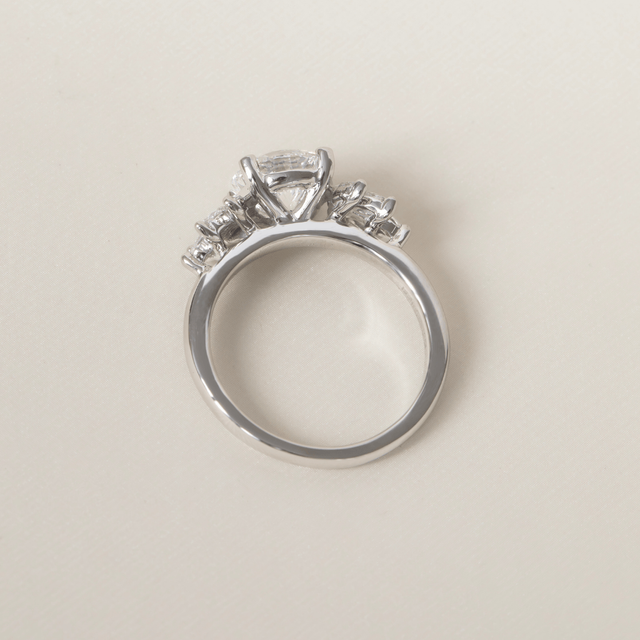 1.50 Carat Lab Grown Round Diamond Cluster Engagement Ring in Platinum - Anastasia