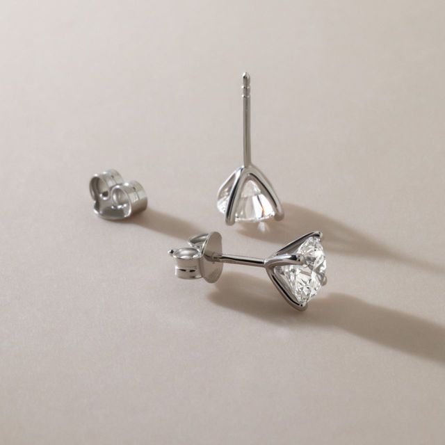 2.02  Carat Lab Grown Round Diamond Stud Earrings in White Gold