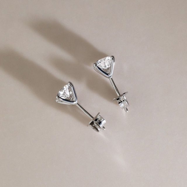 2.02  Carat Lab Grown Round Diamond Stud Earrings in White Gold