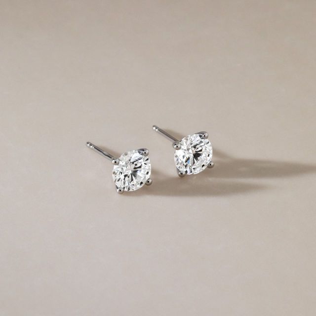 2.02  Carat Lab Grown Round Diamond Stud Earrings in White Gold