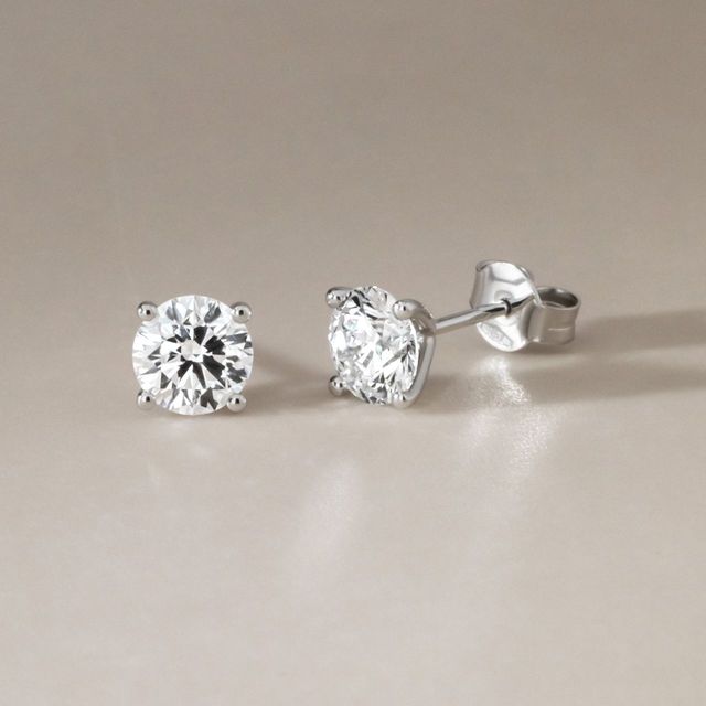 2.02  Carat Lab Grown Round Diamond Stud Earrings in White Gold