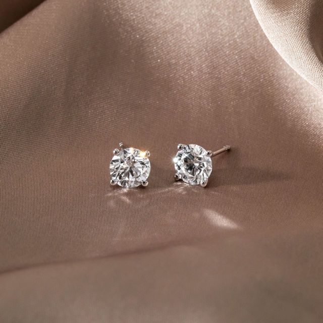 2.02  Carat Lab Grown Round Diamond Stud Earrings in White Gold