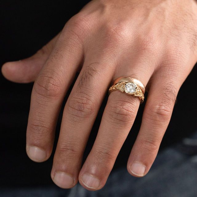 1.20 Carat Lab Grown Round Diamond Men's Engagement Ring in Yellow Gold - Béal